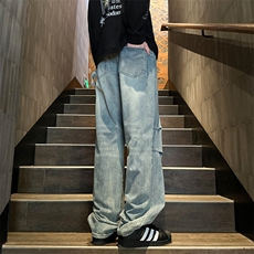 2024秋季新款内景大码美式伞兵牛仔裤M-5XGK24525-P60，男装牛仔裤，电商A022
