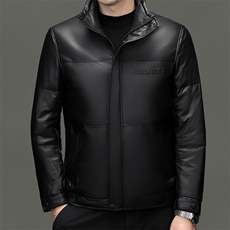 BG5602冬季海宁真皮羽绒服男白鹅绒时尚皮衣中年绵羊皮外套商务，男装羽绒服，电商B360