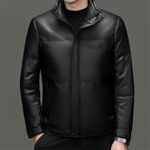 BG5602冬季海宁真皮羽绒服男白鹅绒时尚皮衣中年绵羊皮外套商务图片