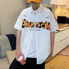 1港风短袖衬衫女七分袖衬衫男大码中性风网红短袖QCS8722P45控59，男装衬衫，星座226-2