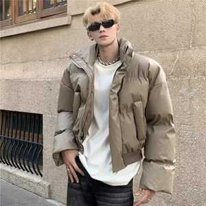 美式高街pu皮短款棉服男冬季潮牌韩系穿搭面包服高街vibe棉衣外套,徐峥穿风衣搭配图片