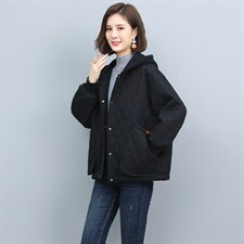 品牌折扣外贸剪标女装秋冬复古棉质连帽棉衣外套短款加厚保暖棉袄，女装棉衣/棉服，独衣靓