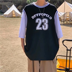篮球衣服男短袖2023夏假两件运动上衣潮t恤ins原宿港风T614-P26，男装T恤，星座512-2