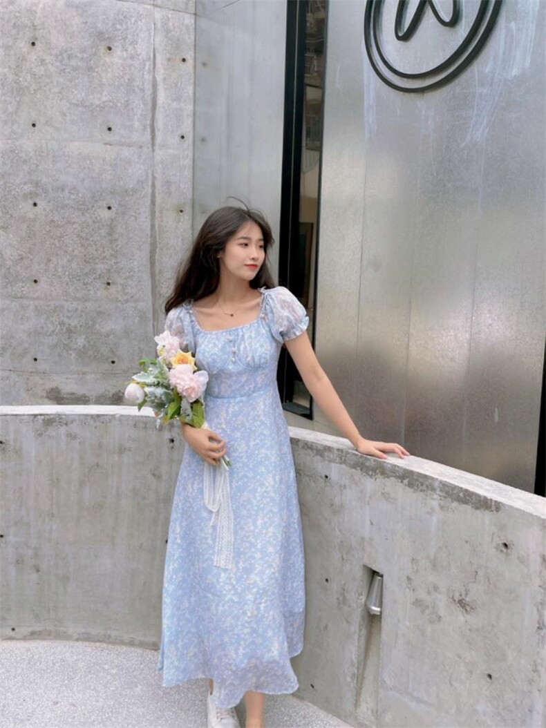 仿碎花连衣裙,女装连衣裙,欧尼蒂