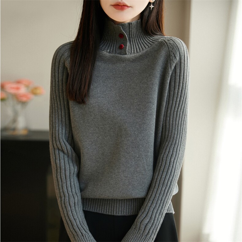 2026年秋季时尚百搭通勤简约休闲加厚针织衫，女装针织衫/毛衣，彩羽羊绒
