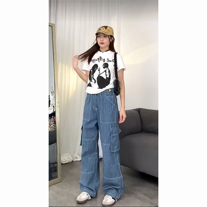 903-AK81-特P65【89】 S-3XL美式条纹工装牛仔裤！2图片