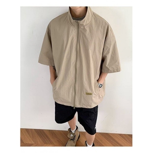 ER0355-P35日系短袖衬衫外套男夏季2025新款立领薄款半袖休闲上衣图片