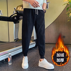 抖音网红直播同款秋冬加绒加厚欧绵绒裤子男修身束脚卫裤K24绒P68，男装休闲裤，电商D323（原B261）