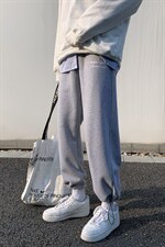 秋冬新款港风加厚加绒宽松束脚潮字母印花休闲卫裤男1004-1WK521，男装休闲裤，星座715