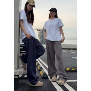 网图 早秋新款长裤美式撞色休闲裤男宽松弯刀裤特P45图片