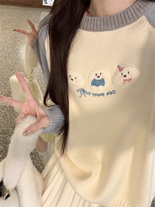 MM164-P65韩系软糯宽松毛衣女新款小个子百搭显瘦套头针织上衣图片