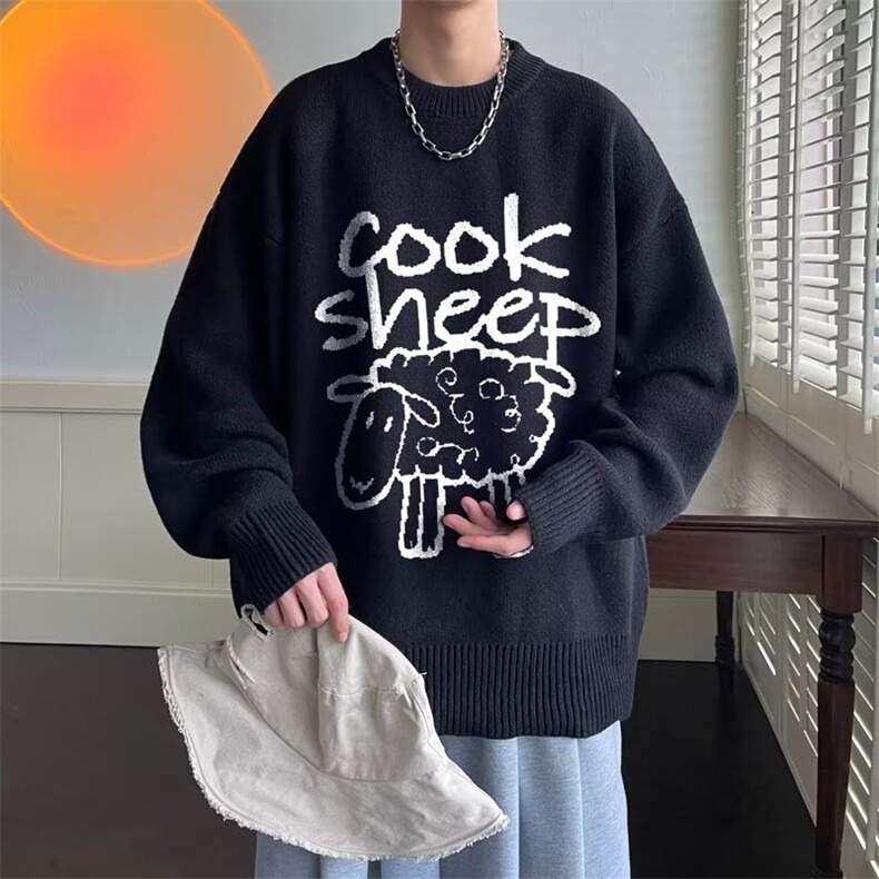 美式街头设计感圆领毛衣男慵懒风休闲针织衫Y894P43,男装针织衫/毛衣,星座1116-2
