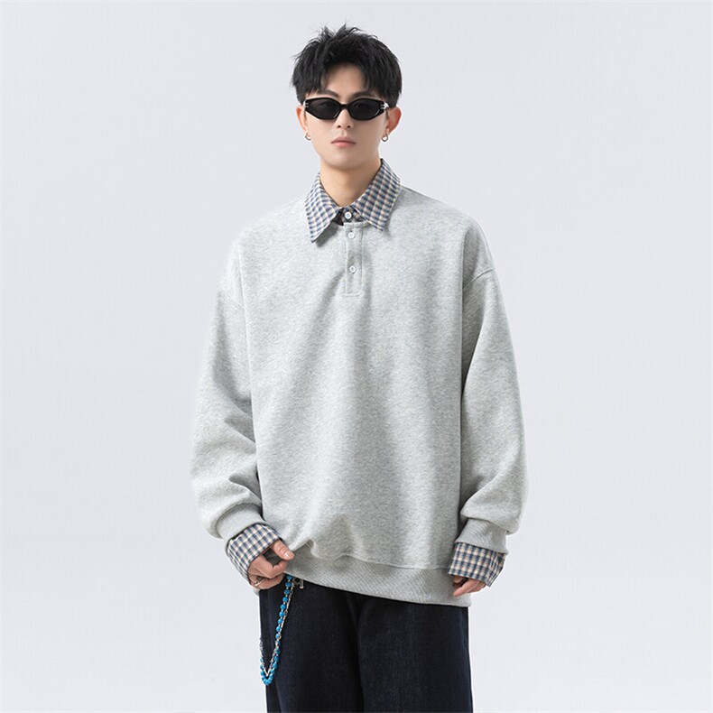 学院风polo领假两件卫衣男cp136-特p55,男装卫衣,电商B371