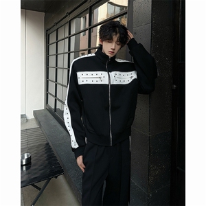 现货！男士设计感铆钉垫肩撞色运动休闲套装tz16裤子p88 衣服p128图片
