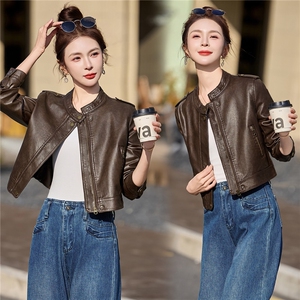 2026年春季新款现货时尚高品质皮衣小外套机车服女装图片
