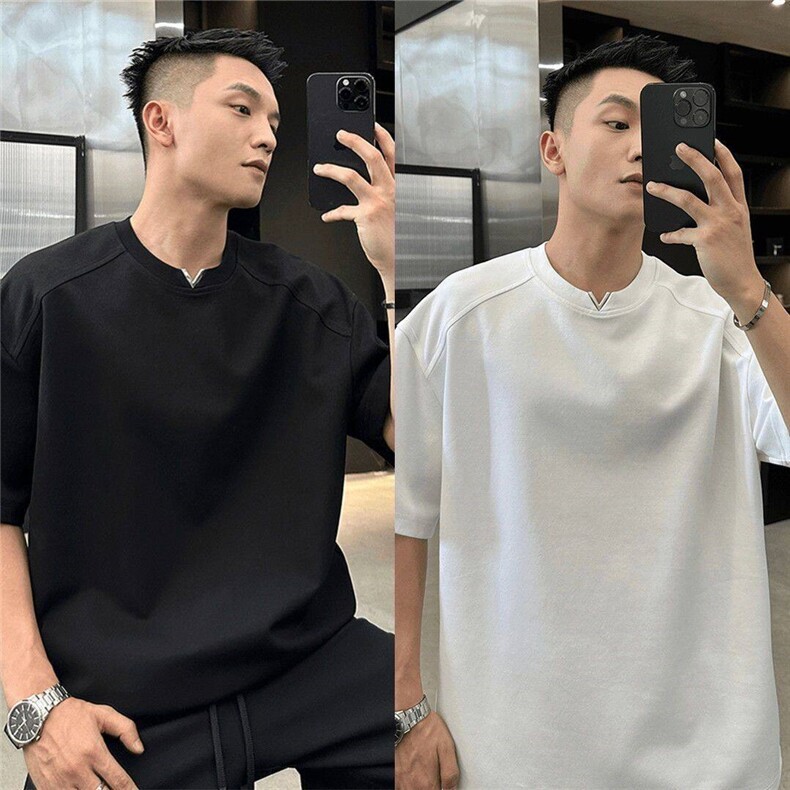 【有货】DAT07-特P33显肩宽小V设计款春夏男士短袖T恤高级感半袖,男装T恤,星座603-2
