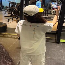 设计感刺绣小狗白色裤子女牛仔美式宽松阔腿直筒休闲工装裤，男装工装外套，星座218-8