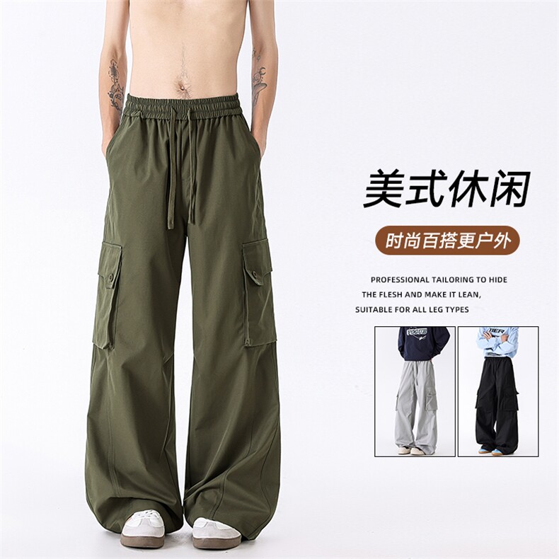 男士工装裤宽松直筒冲锋裤男生长裤运动裤休闲裤K02531-P58,男装工装外套,星座308B-2