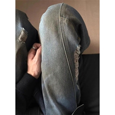 复古水洗做旧脏染破洞牛仔裤男女宽松阔腿裤拖地弯刀长裤NC1720，男装牛仔裤，星座1116A（原606A-3）