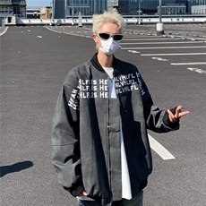 棒球服外套男2026秋季新款美式高街字母皮衣痞帅夹克W679-P75，男装夹克，星座1001-1