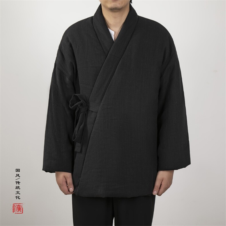 风男装棉麻禅意中长款男士改良汉服棉衣外套H80P145，男装棉衣，钱塘802