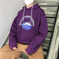2020冬装港味雪山印花情侣宽松学院原宿风加绒卫衣男A182，男装卫衣，星座910A
