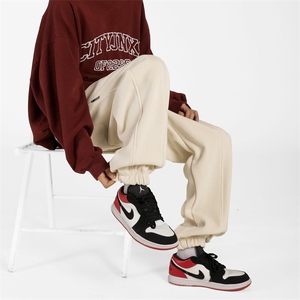 冬季欧棉绒加绒加厚拼接束脚休闲裤M~5XL XZ604-KG49-P65控78图片