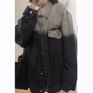 DJK8892-P60复古扎染渐变牛仔外套男美式工装夹克上衣潮-网图现货图片