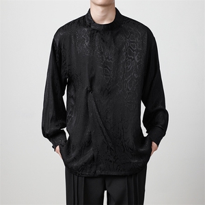 秋季新品（八旗都统）新中式潮丝绸衬衫改良唐装盘扣外套30513图片