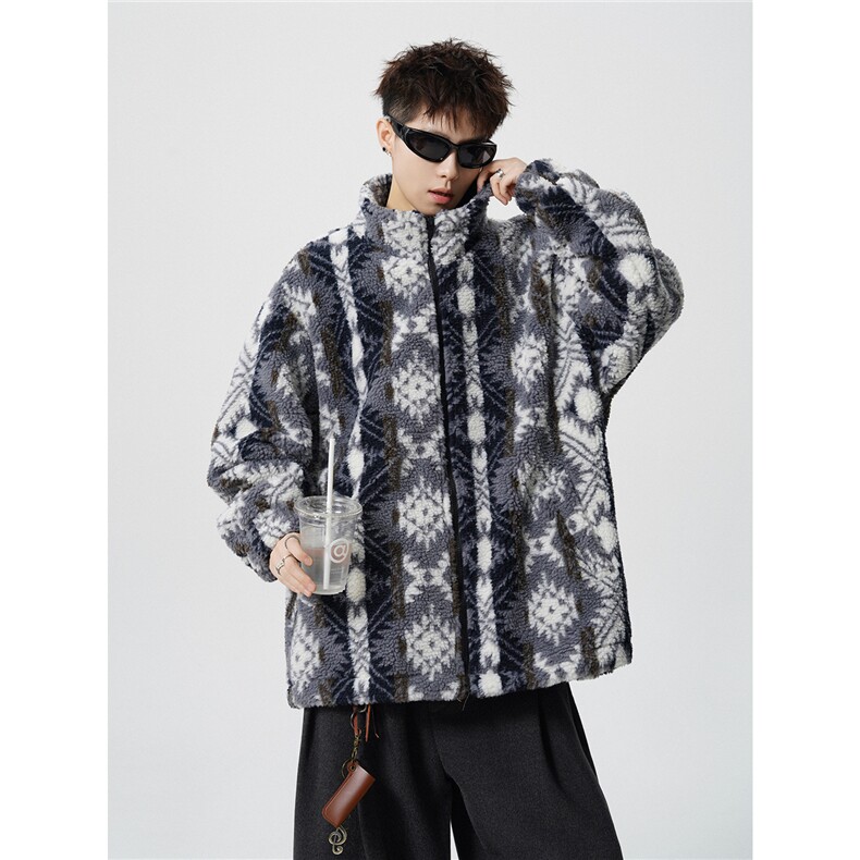 WT3310-P85特控168大码羊羔毛费尔岛外套开衫，女装短外套，电商D232