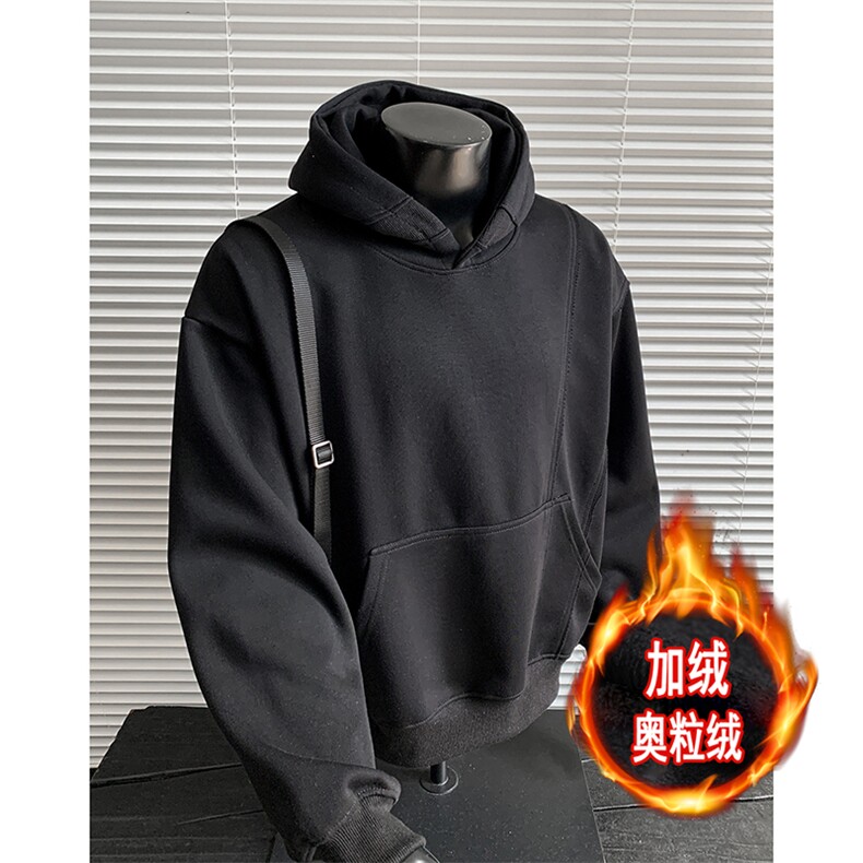 拼接重磅500克加绒奥粒绒连帽卫衣硬挺宽套头外套RH5306JR-P62，女装短外套，星座610B-1