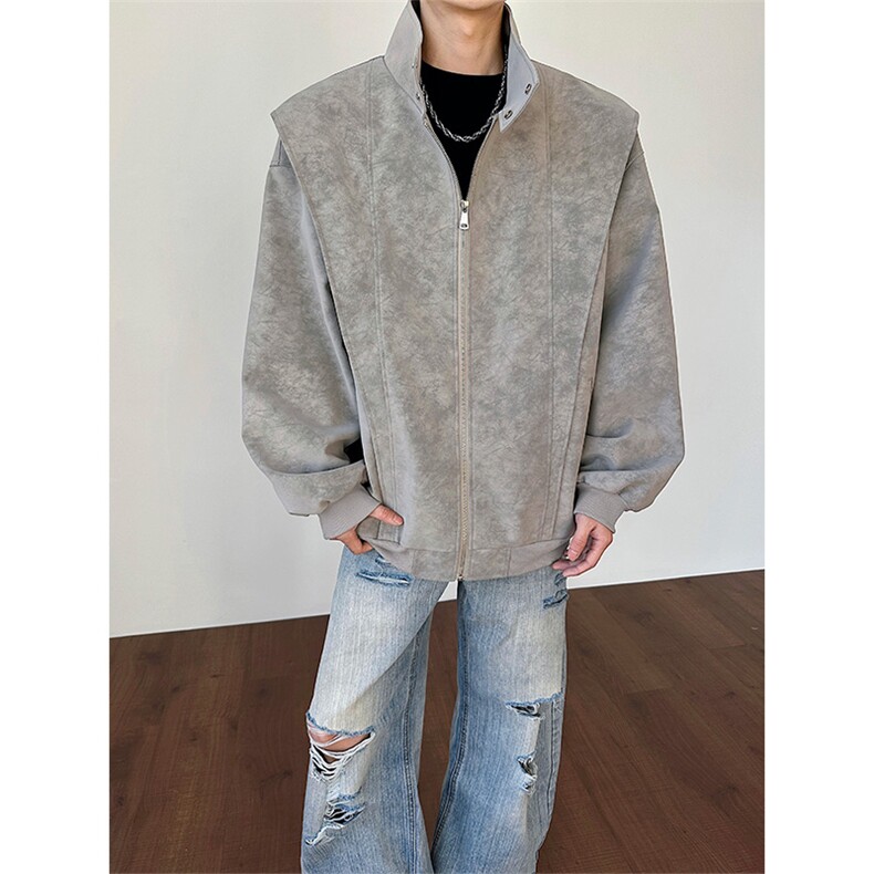 春季扎染拼接皮衣美式百搭外套潮牌夹克男女C64137-TP65不,男装夹克,电商A102
