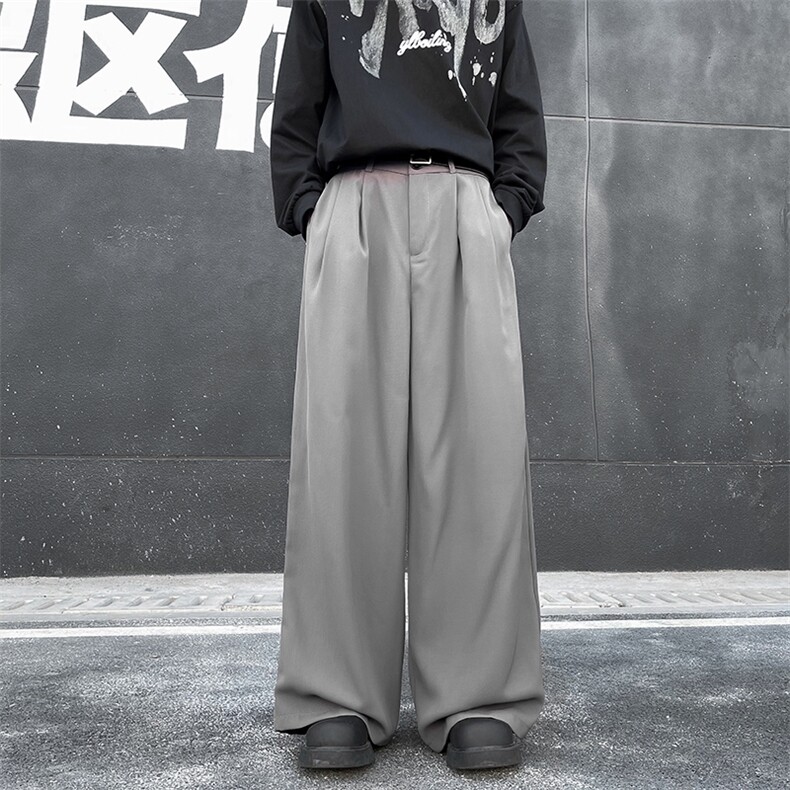 港风休闲西裤男韩版宽松坠感丝滑阔腿潮百搭X4301/P43，男装西裤，电商D202-1