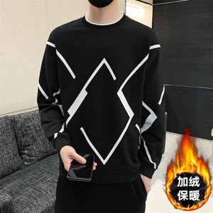M-8XL 秋季加绒加厚胖子假两件圆领卫衣男图片