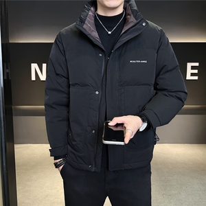 7630-L-4XL-P175标50绒店主风男士立领休闲拼色字母羽绒服外套图片