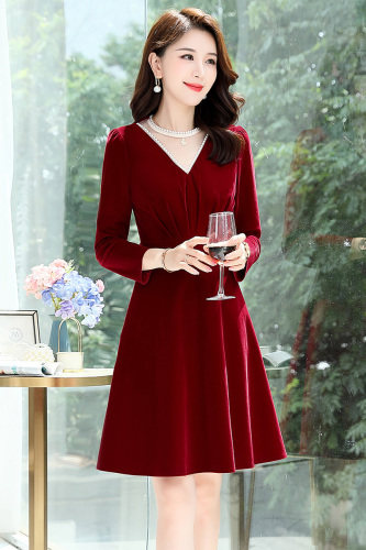 2021秋季时尚简约大方气质优雅收腰显瘦休闲修身百搭潮流连衣裙，女装连衣裙，魅丽静蓝