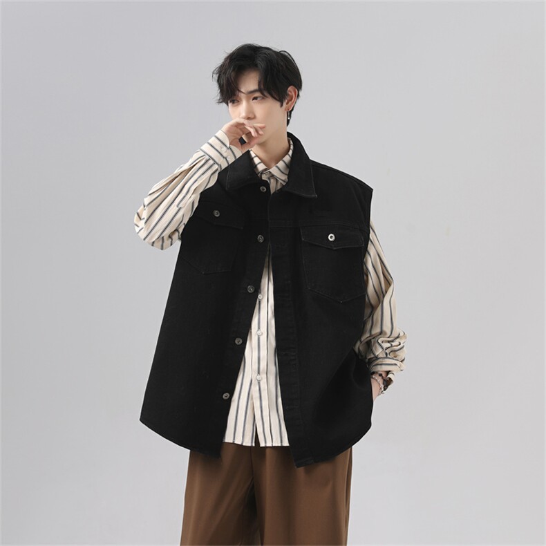 牛仔马甲男士秋潮牌宽松无袖背心港风百搭帅气潮流外套MJ125-P55，男装背心/马甲，星座1103-3