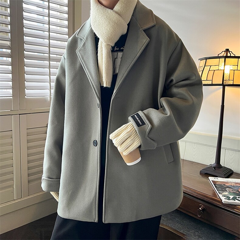 冬季港风中长款毛呢大衣男女呢料夹克潮宽松外套A071-F03-P125，男装夹克，电商A071