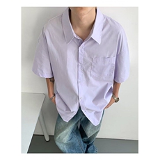 复古衬衫男夏装港风学生宽松小众设计感趣味新款男装上衣外穿，男装衬衫，四季星座505