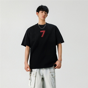 2026新款潮牌短袖宽松韩版字母印花扎染工艺T恤T8823/ P5588图片