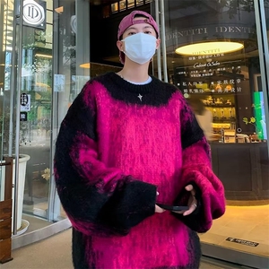 美式圆领毛衣男慵懒风海马毛刷毛休闲针织衫 MZ69-P63图片