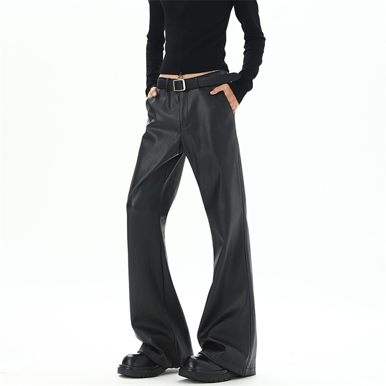 现货01美式高街vibe皮裤微喇PU皮休闲裤潮XZ211-1-K2449-P60，男装皮裤，星座211-1