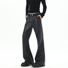 现货01美式高街vibe皮裤微喇PU皮休闲裤潮XZ211-1-K2449-P60，男装皮裤，星座211-1