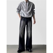 美式牛仔裤男款春秋季垂感百搭阔腿裤休闲宽松直筒裤NA408，男装牛仔裤，星座208-5