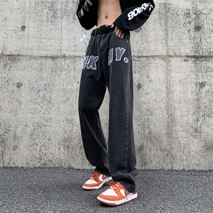 美式高街vibe复古水洗做旧牛仔裤男直筒裤子A061-W9980-P60控78图片