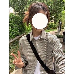 1506/QK160/P38条纹长袖衬衫日系衬衣男生夏季潮流百搭休闲外套图片