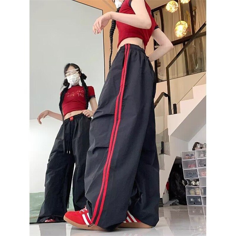 美式凉感速干防晒工装裤男女夏季潮hiphop条纹撞色休闲情侣伞兵裤,男装防晒衣,星座813-2