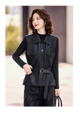 2025年秋季新款现货修身显瘦时尚皮衣马夹，女装皮衣，臻衣坊