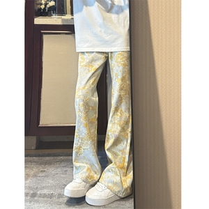 NZT41LL-特P43 cleanfit美式复古提花牛仔裤男高街直筒裤图片