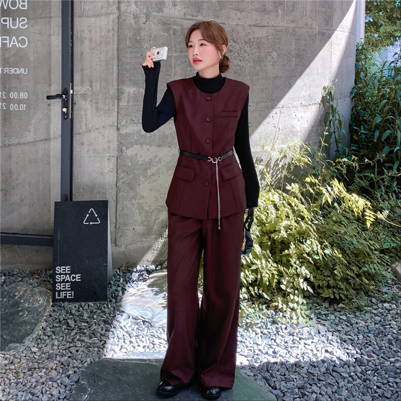 秋季阔腿裤马甲时尚两件套女,女装套装/套裙,秋水欣儿